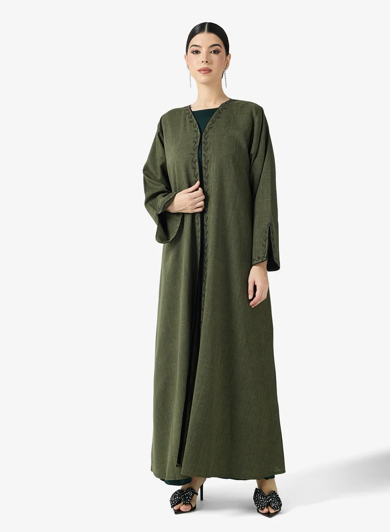 hayas closet  Embroidered Abaya With Sheila for Women | Best Price UAE